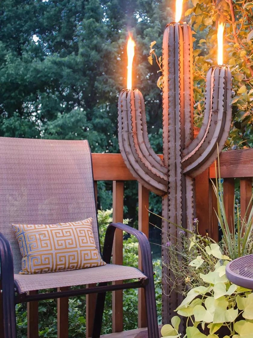 Desert Steel Saguaro Cactus Torches