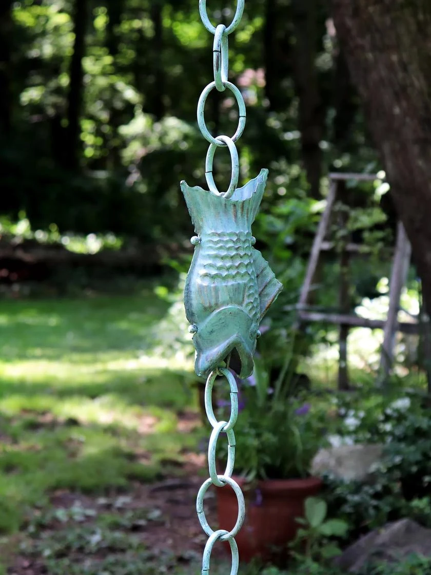 Fish Pure Copper Rain Chain, 8.5' - Image 2