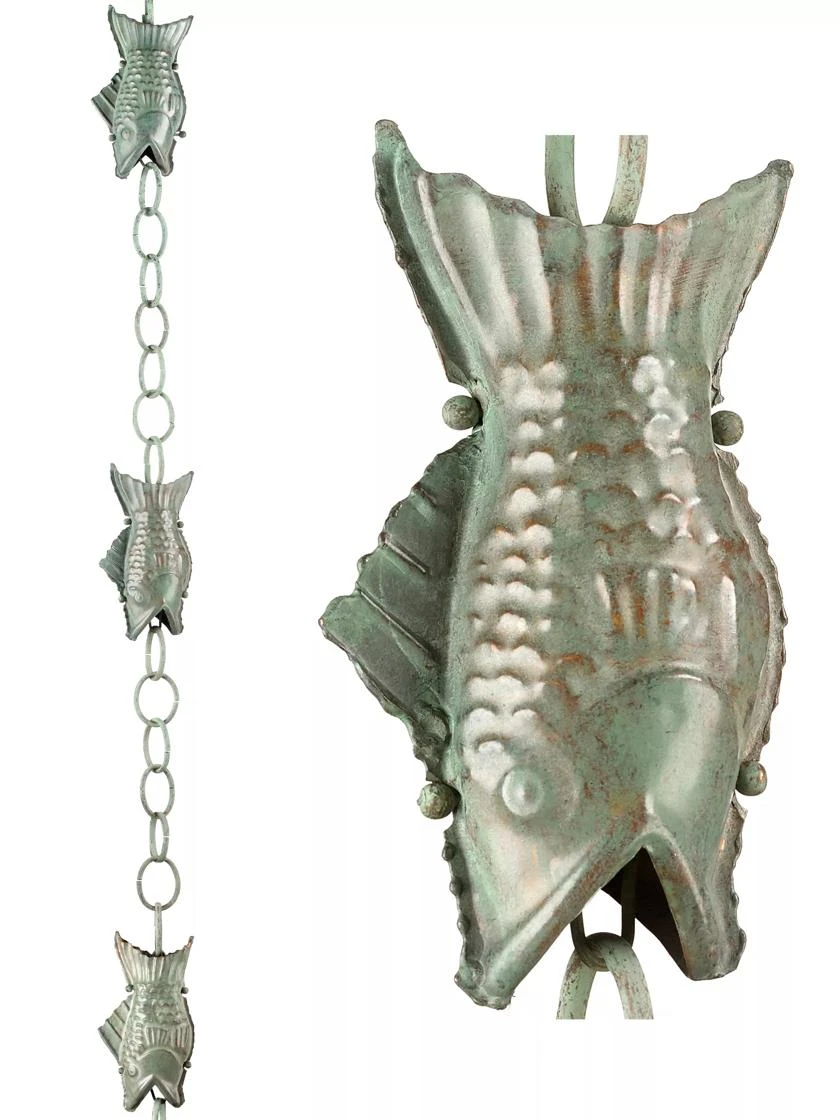 Fish Pure Copper Rain Chain, 8.5' - Image 6