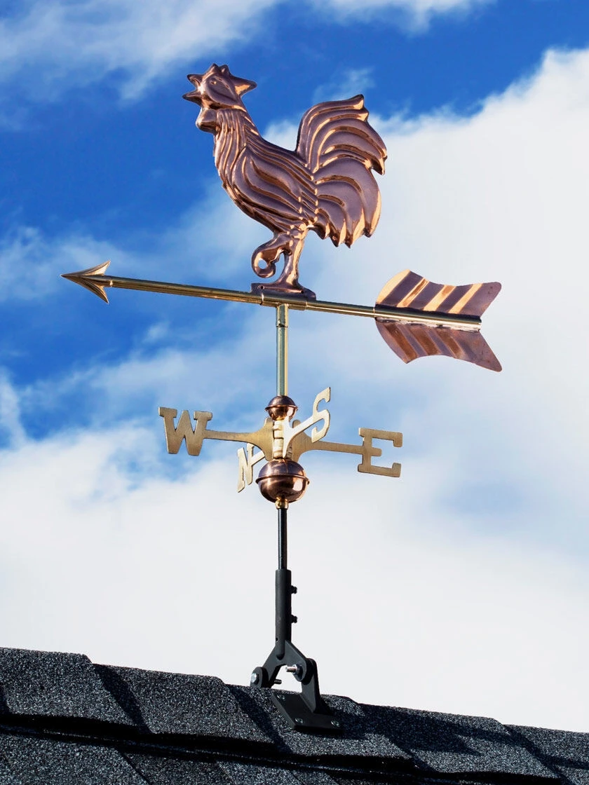 Rooster Cottage Copper Weathervane With Roof Mount - Image 3