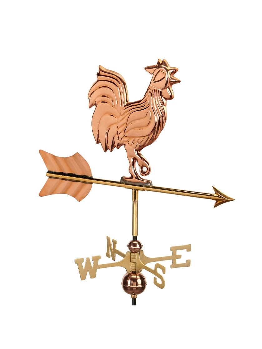Rooster Cottage Copper Weathervane With Roof Mount - Image 2