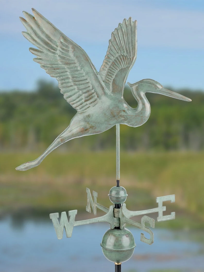 Graceful Blue Heron Copper Weathervane - Image 6