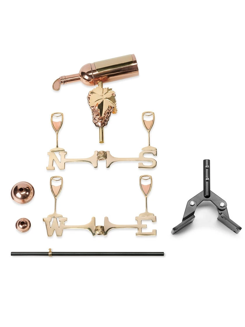 Wine Bottle Cottage Copper Weathervane With Roof Mount - Image 3