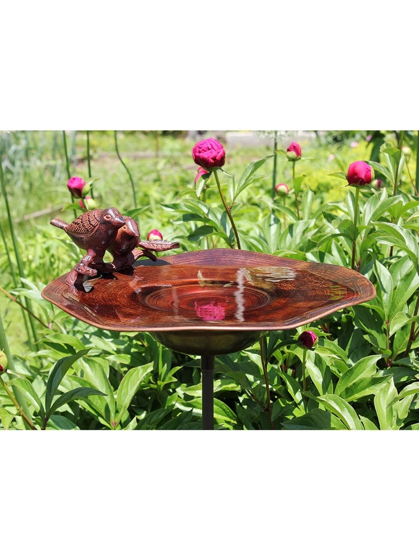 Achla Designs Antiqued Birdbath With Birds And Stake