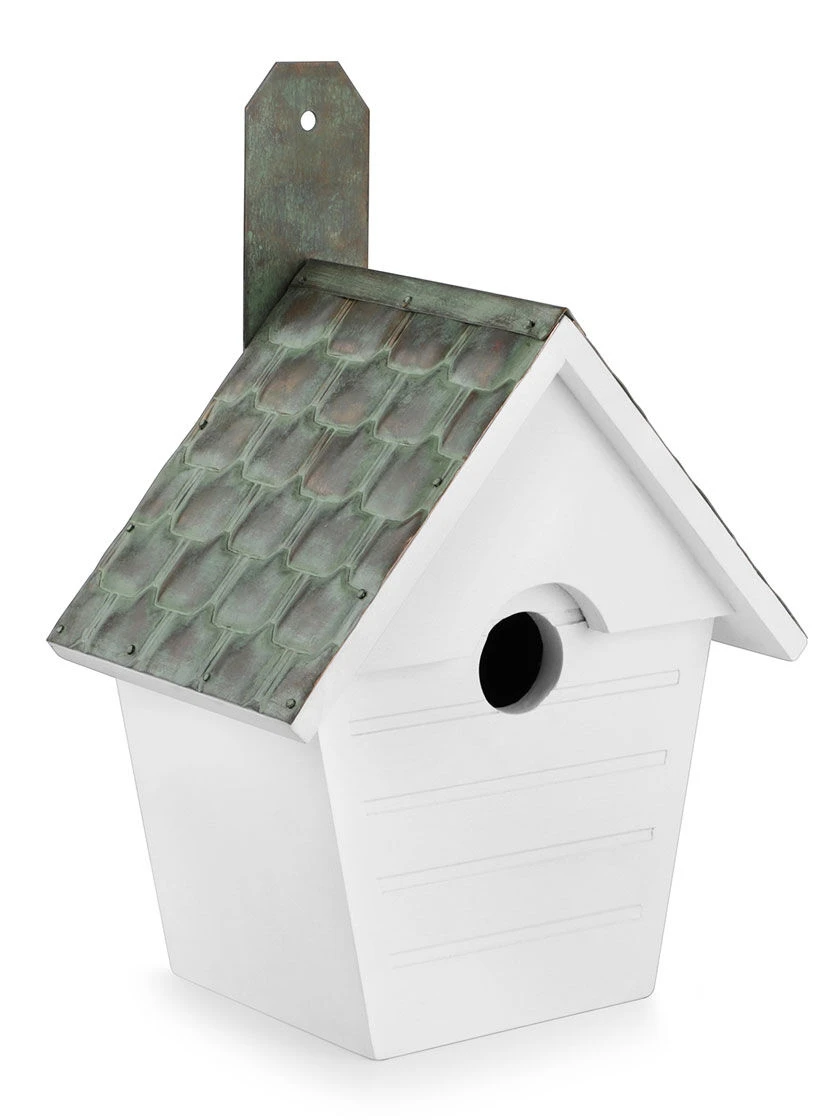 Classic Cottage Bird House With Verdigris Copper Roof - Image 2