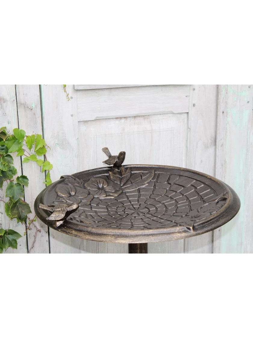 Twin Bird Floral Motif Birdbath - Image 2
