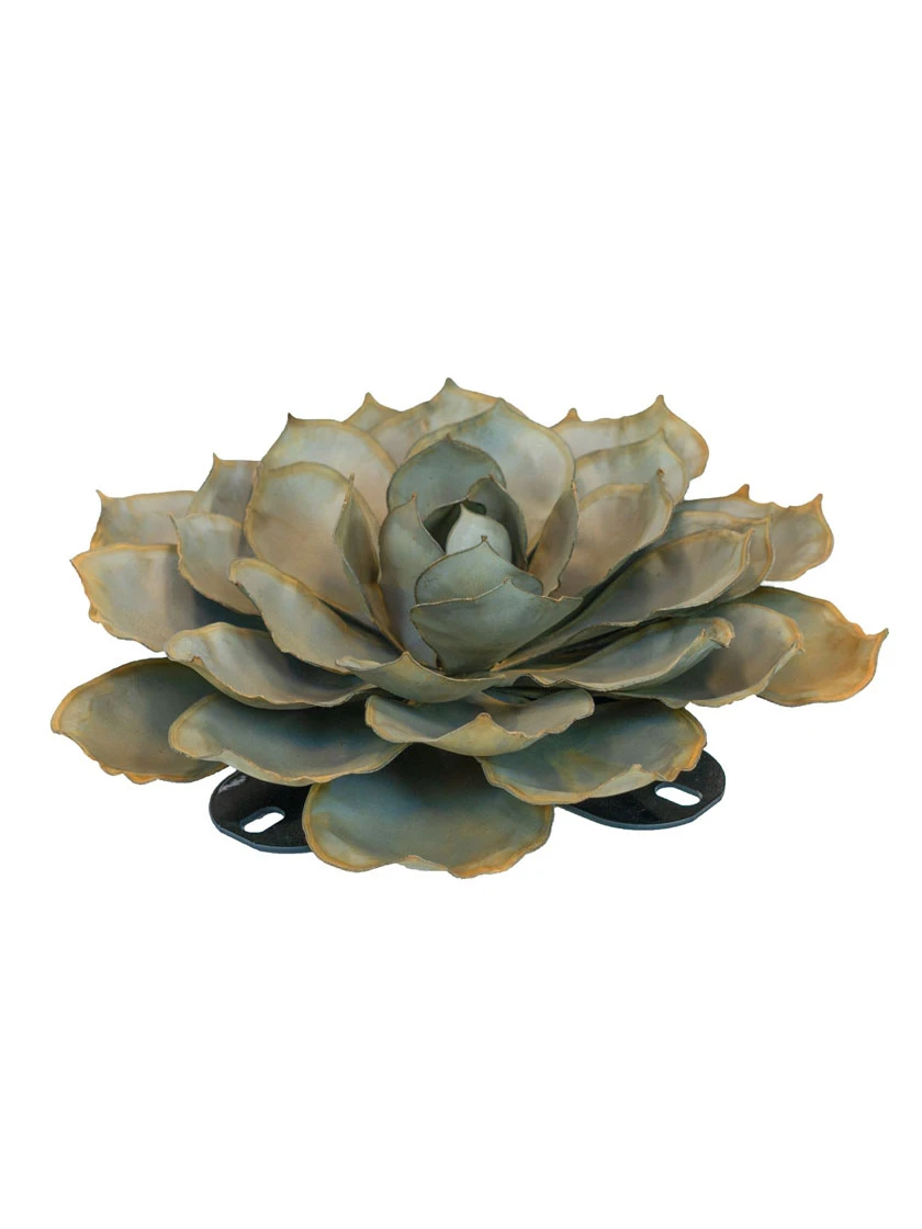 Desert Steel Blue Rose Succulent Sculpture - Image 6