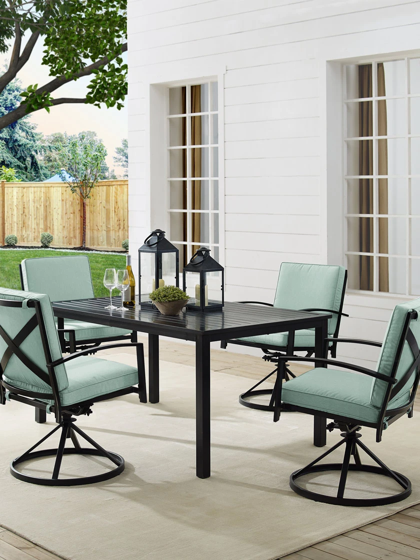 Crosley Kaplan 5Pc Outdoor Dining Set With Swivel Chairs