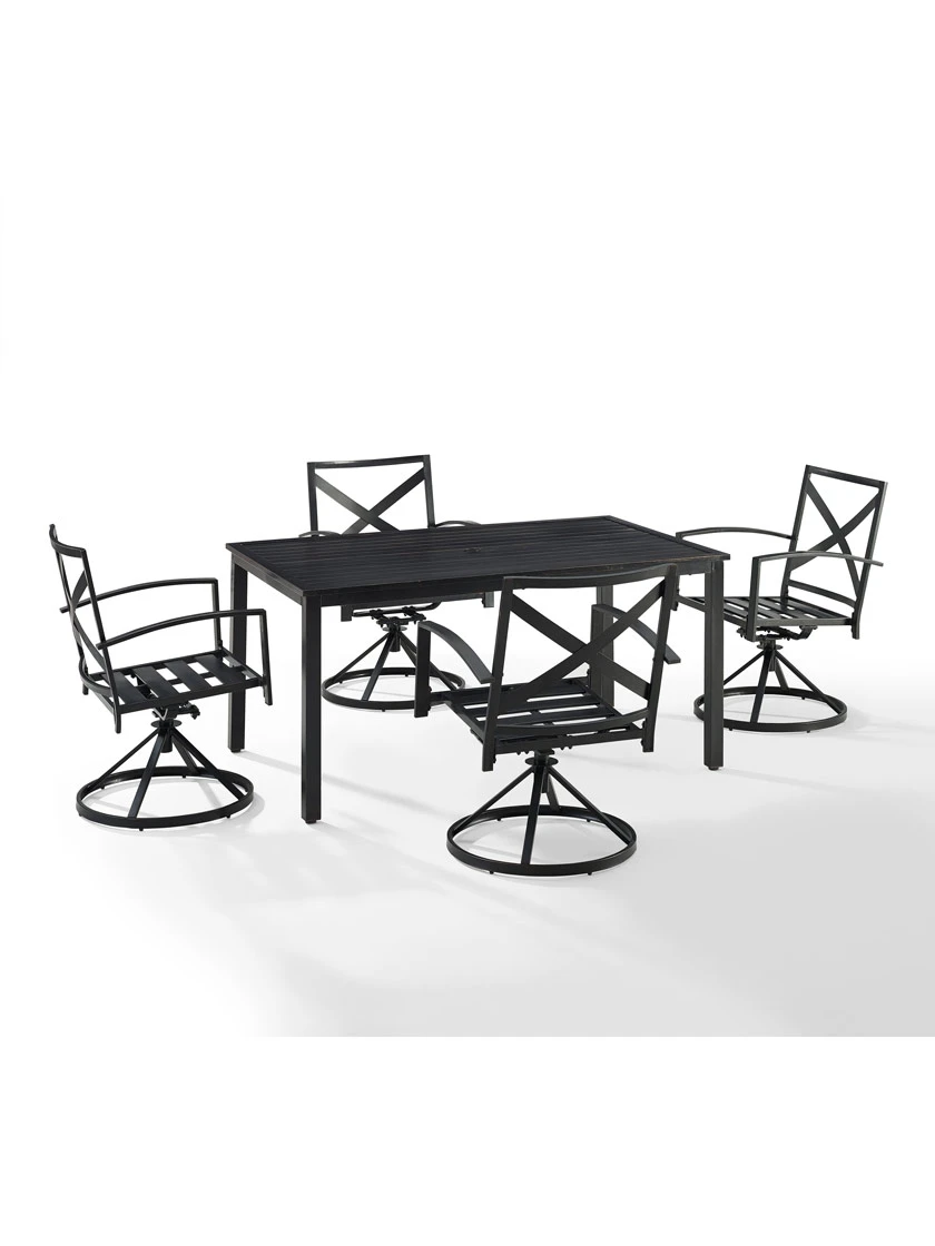 Crosley Kaplan 5Pc Outdoor Dining Set With Swivel Chairs - Image 8