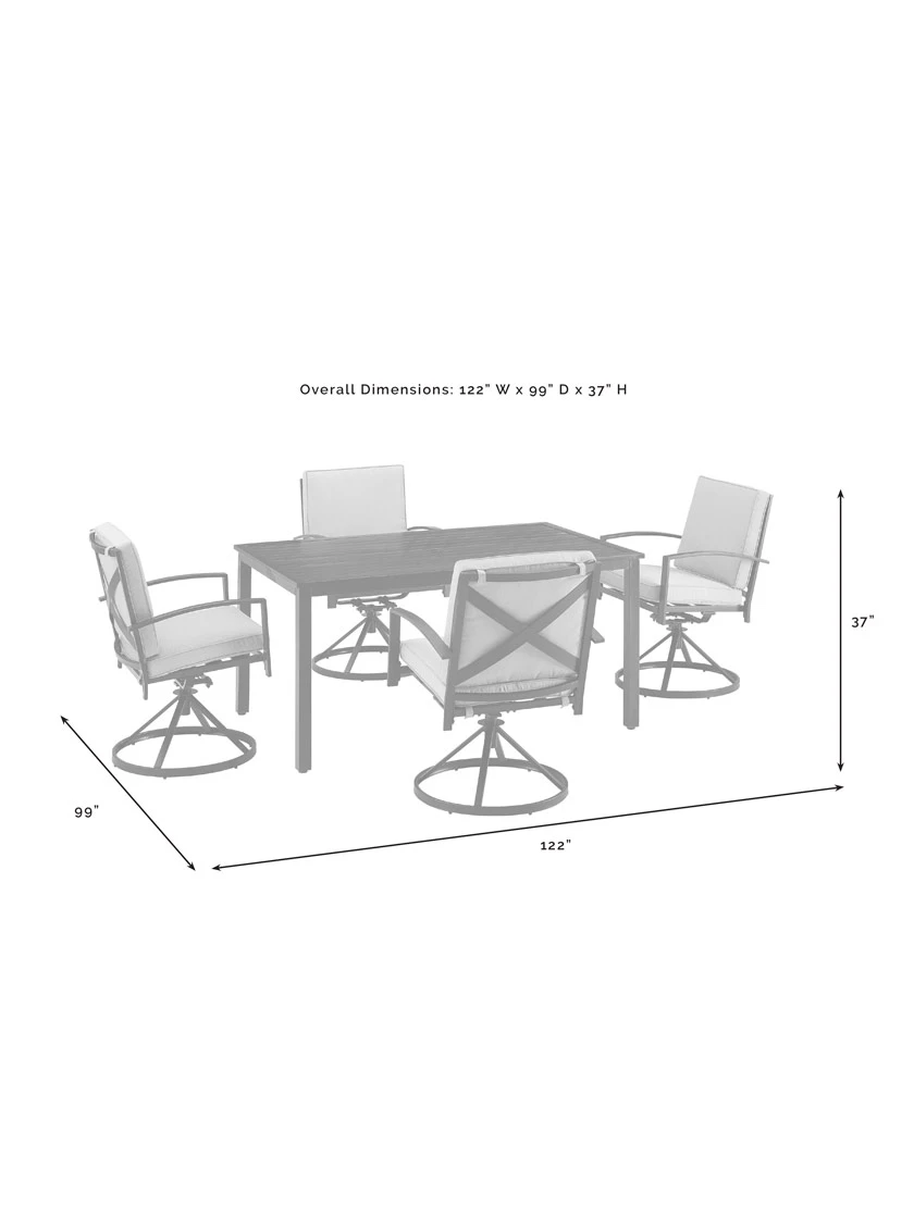 Crosley Kaplan 5Pc Outdoor Dining Set With Swivel Chairs - Image 13