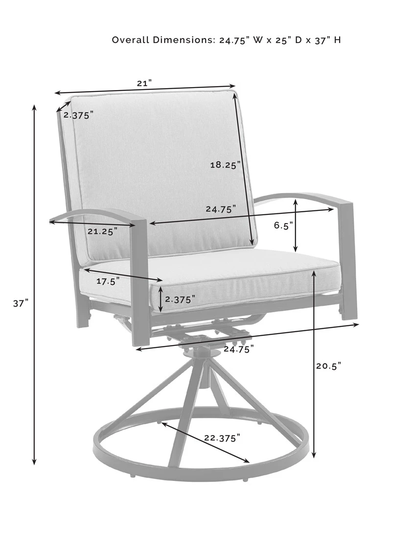 Crosley Kaplan 5Pc Outdoor Dining Set With Swivel Chairs - Image 15