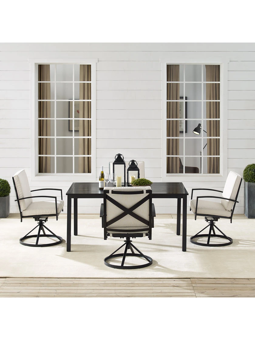 Crosley Kaplan 5Pc Outdoor Dining Set With Swivel Chairs - Image 4